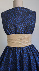 Mătase Negru cu pete Albastru Electric MAT1031