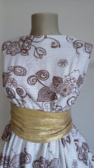 Poplin Bumbac Alb cu Broderie Ghirlanda Florala Maron BBC1054