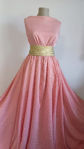 Mătase Naturală din Fibră Vegetala 100%, Rayon cu Dungi Alb Rosu MAT1401