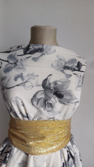Silky Alb cu Irisi Gri mătase elastica MAT1374