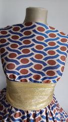 Material Elastic Ovale Maron /Albastru/Crem ELA1055