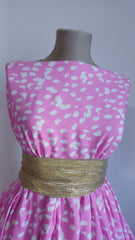 Viscoza Spun imprimeu ROZ cu Pete Albe VIS1115