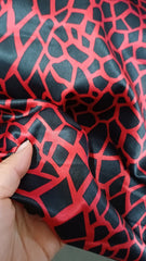 Matase Satinată Marmorata Negru/Rosu MAT1008