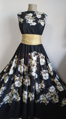 Lycra Negru Bordura Anemone Bej/Alb  ELA1398