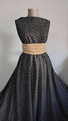 Voal crepe Negru cu Buline Albe VOAL1079