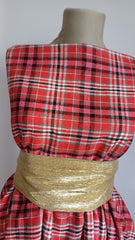 Tesatura din IN Roșu in Carouri , fibră naturală 100% IN1007