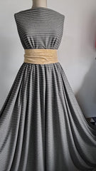 Jersey Bumbac 95% cu Elastan 5%, Gri cu dungulițe Albe ELA1197