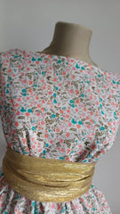 Poplin Bumbac 100% ALB cu floricele ROZ SI FLUTURASI TURCOAZ BBC1034