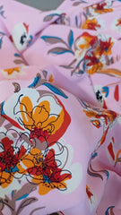 Matase ROZ cu buchet floral Orange/Alb/Grena MAT1250