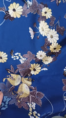 Silky Bleumarin imprimeu Broderie Buchet Floral galben MAT1390