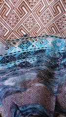 Poplin Bumbac Model Etno Tircoaz/ Maron/Negru ,100% fibră naturală BBC1125