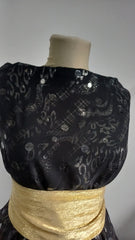 Voal Negru imprimeu Argintiu si aplicatii micropaiete moi VOAL1231