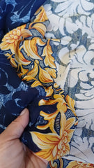 Voal Chifon Bordura Dubla Bleumarin/Bej/Mustar VOAL1143