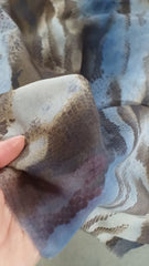 Voal imitatie matase imprimeu Animal Print in degrade Maron/Albastru VOAL1043