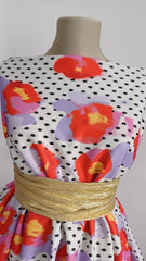 Neopren Alb pete Negre si Flori Coral Mov ELA1263