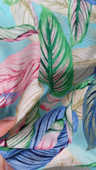 Viscoza Spun Bleo cu Frunze Roz, Albastru, Bej VIS1310