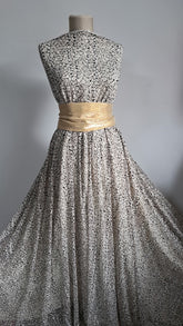 Plasa Elastica Dantelat,Neagră cu Floricele Albe ELA1378