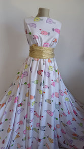 Mătase Elastica Alb cu Personaje Hazlii MAT1077