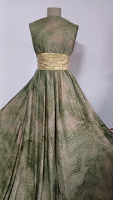 Material Elastic Degrade Verde/Bej cu model in relief ELA1366