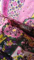 Voal chifon Figuri Inflorate Roz/Verde/Galben/Alb, curgător VOAL1205