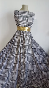 Voal chifon Model PICIOR DE COCOȘ Alb/Negru VOAL1112