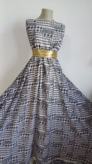 Voal chifon Model PICIOR DE COCOȘ Alb/Negru VOAL1112