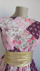 Voal vegetal, Patrate Inflorate Roz/Grena VOAL1162