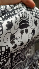 Matase Satinata Royalty Imprimeu Coroana Regala MAT1362