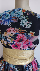 Voal Chifon Negru cu Buchet Floral de Iasomie VOAL1220