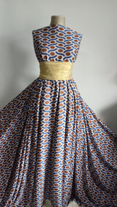 Material Elastic Ovale Maron /Albastru/Crem ELA1055