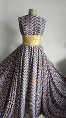 Material Elastic Ovale Maron /Albastru/Crem ELA1055