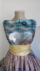 Poplin Bumbac Model Etno Tircoaz/ Maron/Negru ,100% fibră naturală BBC1125