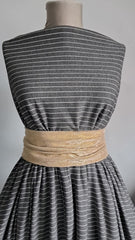 Jersey Bumbac 95% cu Elastan 5%, Gri cu dungulițe Albe ELA1197