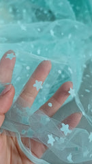 Tull elastic Verde Mint cu Stelute de catifea DAN1068