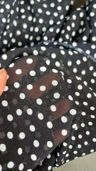 Voal crepe Negru cu Buline Albe VOAL1037