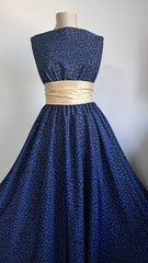 Mătase Negru cu pete Albastru Electric MAT1031