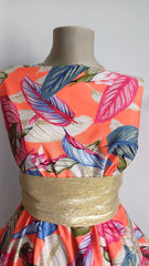 Viscoza Spun Orange cu Pene Rosii, Albastre și Kaki VIS1311