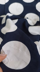 Viscoza Spun Bleumarin cu Buline Albe VIS1306