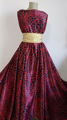 Matase Satinată Marmorata Negru/Rosu MAT1008