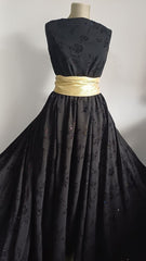 Voal chifon Negru cu Flori Catifea cu Glitter Multicolor VOAL1192