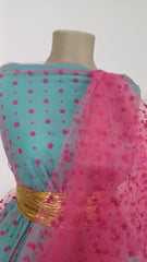 Tull elastic Fucsia cu Stelute de catifea DAN1078