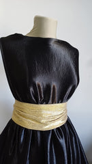 Matase Satinata Negru Lucios, elastică MAT1275