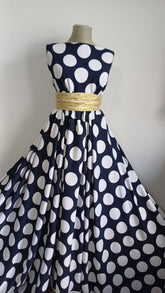 Viscoza Spun Bleumarin cu Buline Albe VIS1306