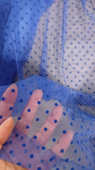 Tull elastic Albastru Regal Stelute de catifea DAN1016