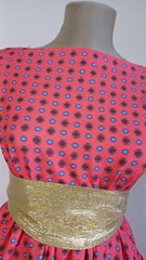 Latina Spandex – Frez cu Hexagoane și Floricele Albastre STO1111