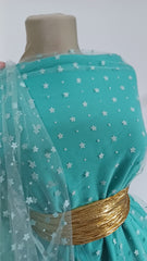 Tull elastic Verde Mint cu Stelute de catifea DAN1068