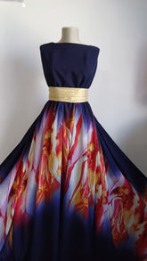 Voal chifon Bleumarin Imprimeu Focul Viu VOAL1064