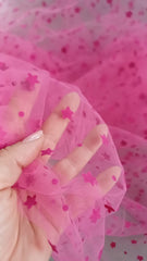 Tull elastic Fucsia cu Stelute de catifea DAN1078