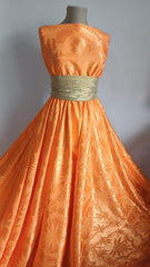 Jaquard Viscoză, Orange Deschis cu model Satinat MAT1350