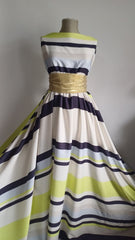 Matase Satinata Dungi Ivory/Galben Banan/Negru/ Bleo MAT1412